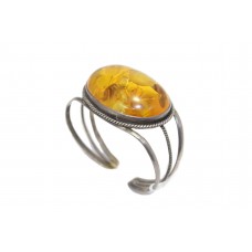 Bracelet kada Cuff 925 sterling silver treated yellow amber stone B 957
